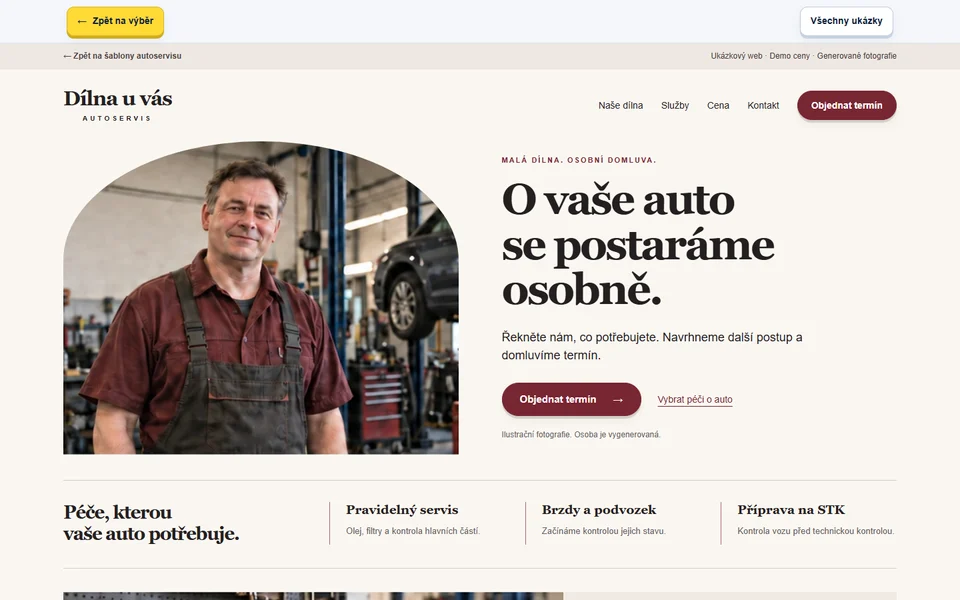 Náhled webu Dílna u vás