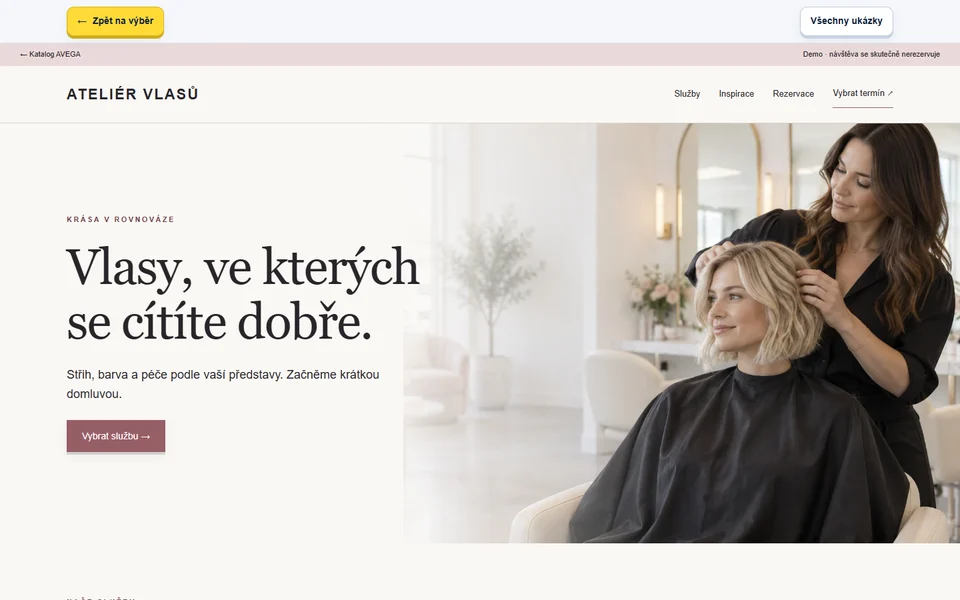 Náhled webu — Kadeřnictví a barber