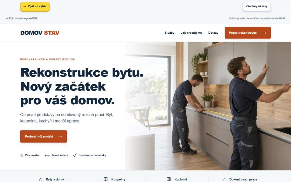 Náhled webu — Rekonstrukce a opravy bydlení