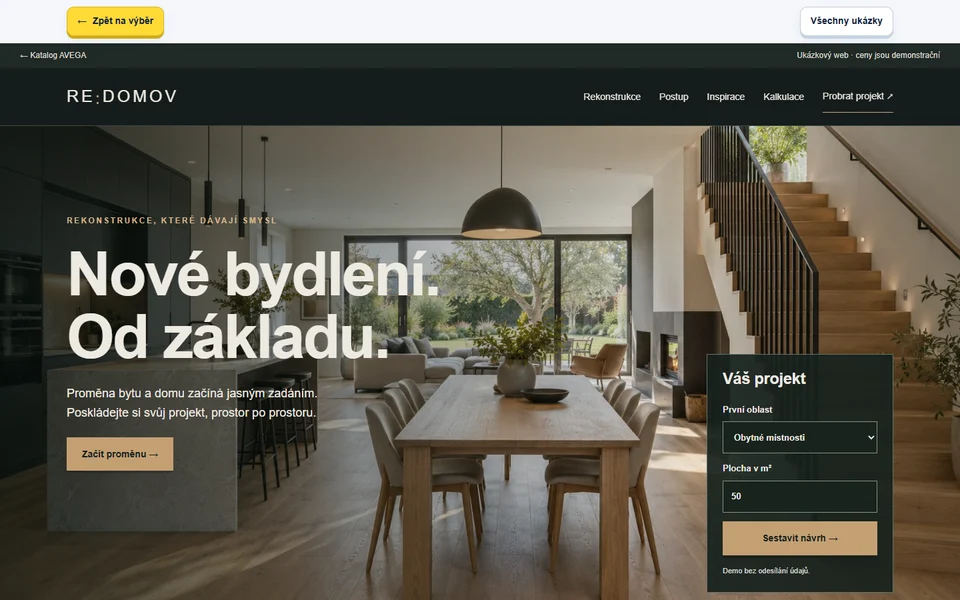 Rekonstrukce — ukázka designu webu