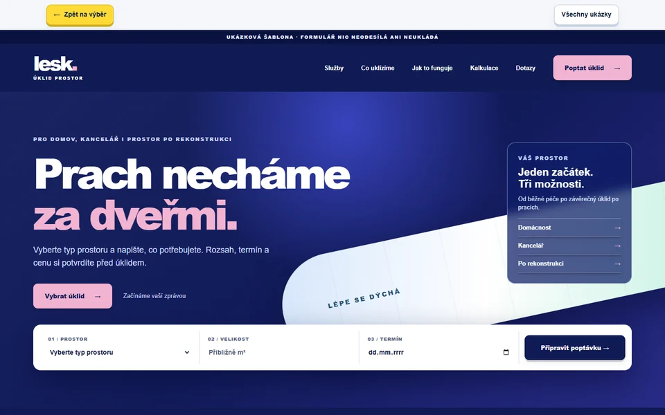 Náhled webu lesk.