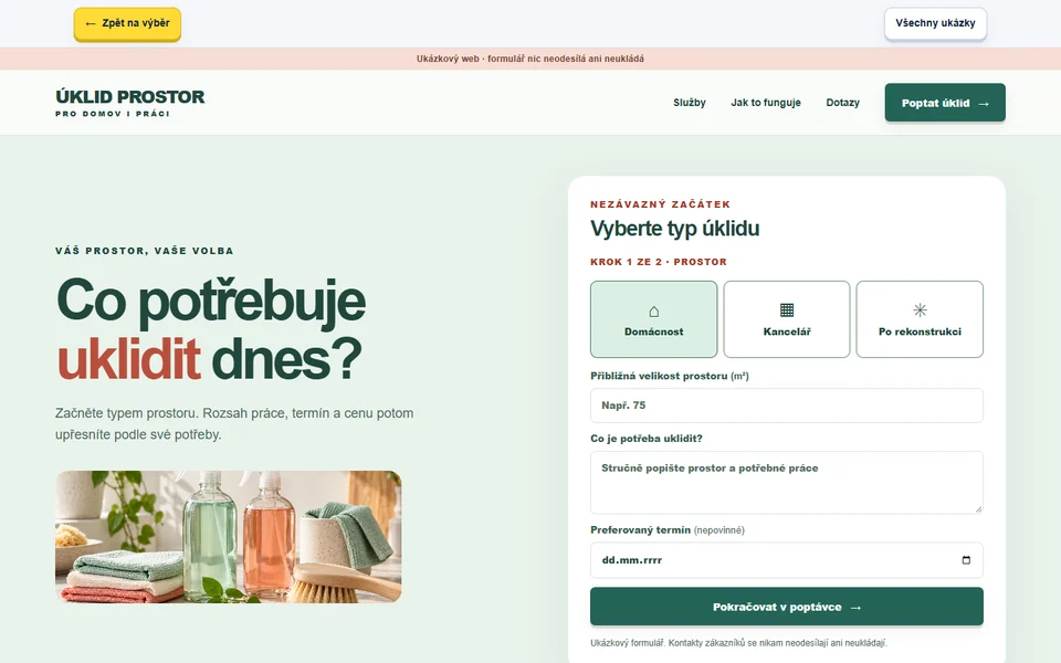 Náhled webu — Úklid prostor