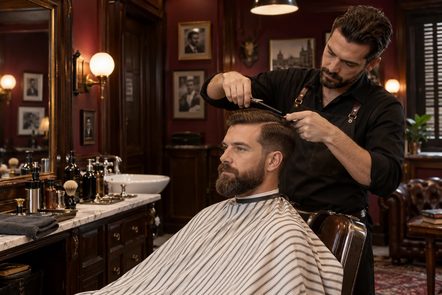 Ilustrační barbershop a úprava účesu